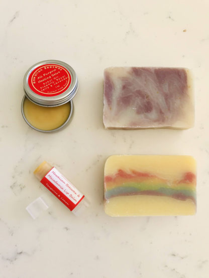 Hawaiian Rainbow Soap Set with Hawaiian Beeswax Salve and Lip Balm