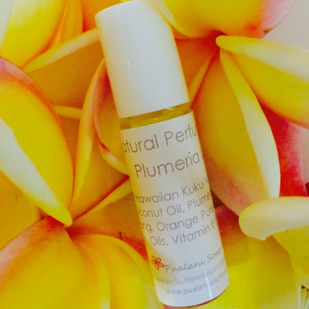 Plumeria Lei Natural Perfume Oil 5ml rollon bottle PUALANI SOAP HAWAII