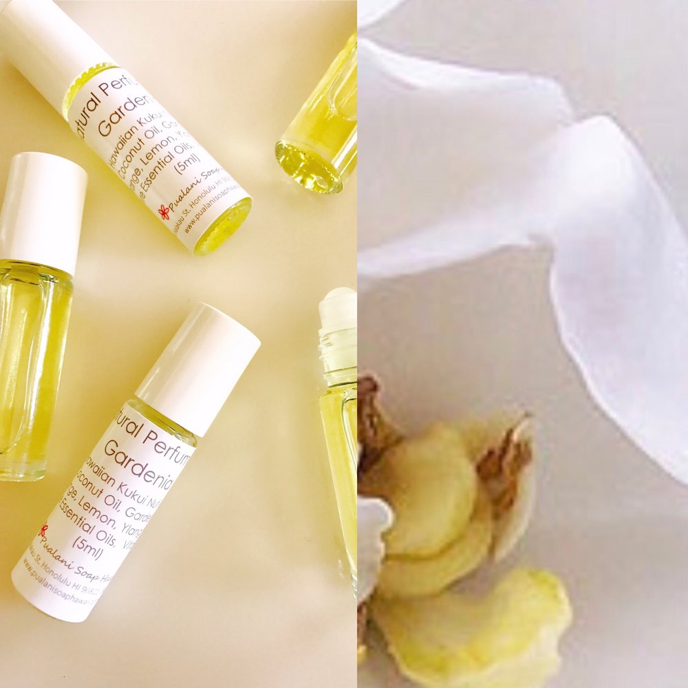 Gardenia Natural Perfume Oil 5ml rollon bottle PUALANI SOAP HAWAII